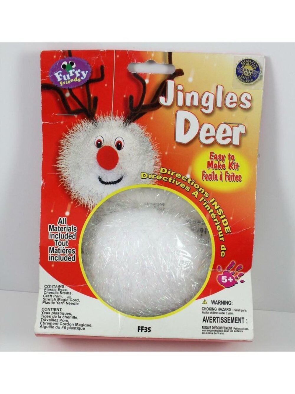 Furry Friends Jingles Deer Craft Kit Christmas Ornament Pepperell Crafts NEW
